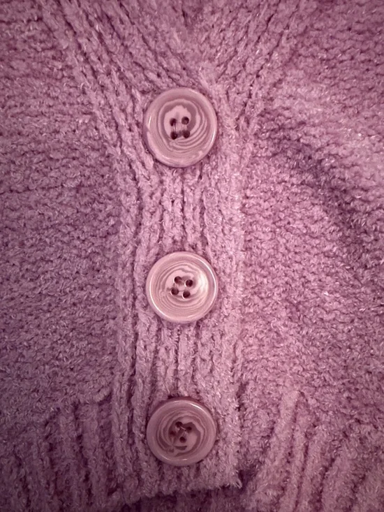 Urban Outfitters Lavender Cropped V-Neck Button Sweater - Picture 3 of 4